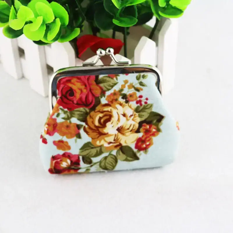 Floral Coin Purse, Cute Small Storage Purse Coins trinkets: Black - The Mirrored Past