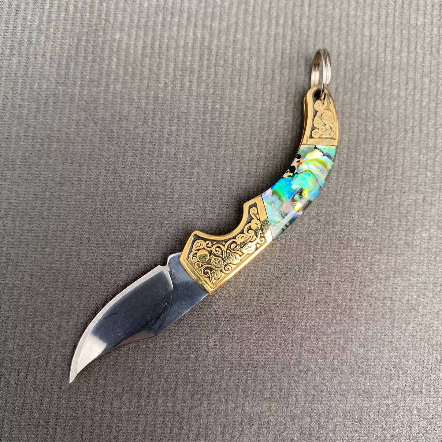 Shell Inlaid Portable Foldable Knife: Silver - The Mirrored Past