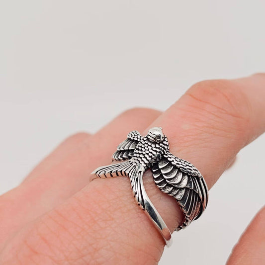 Silver-plated Swallow Bird Ring - The Mirrored Past