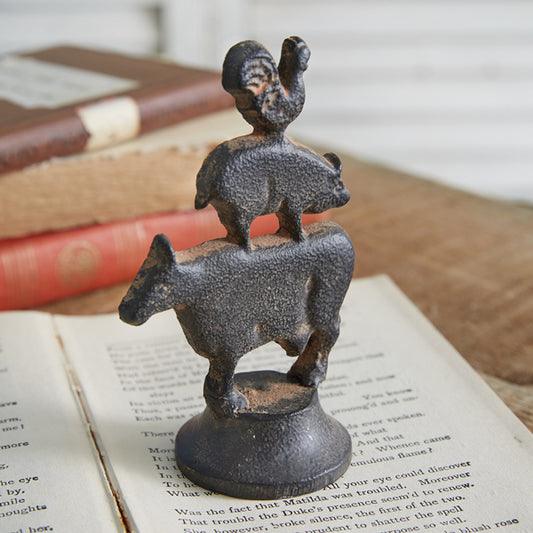 Cast Iron Stacked Animals Figurine - The Mirrored Past