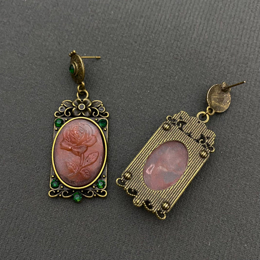 Vintage Court Style Rose Danlge Earrings - The Mirrored Past