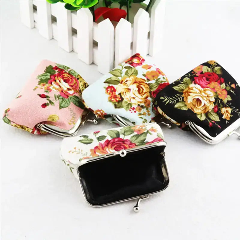 Floral Coin Purse, Cute Small Storage Purse Coins trinkets: white