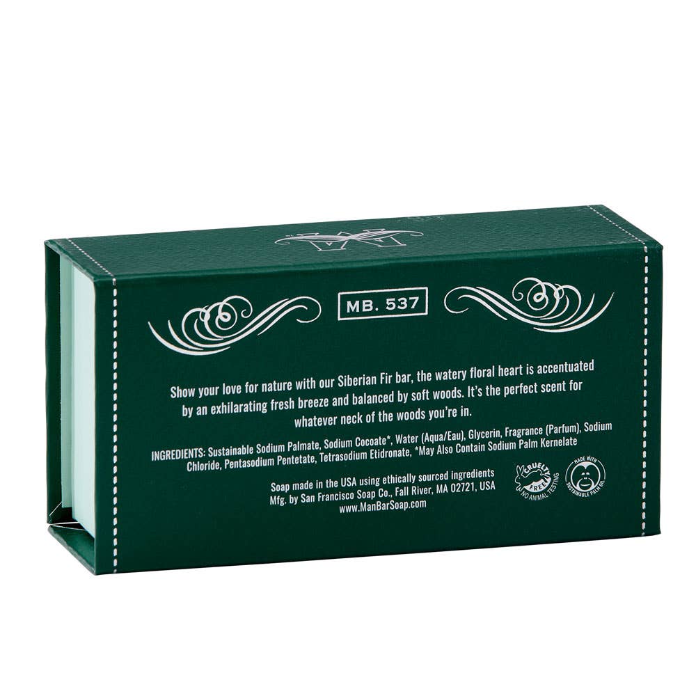 Green soap packaging with branding and product details on a white background