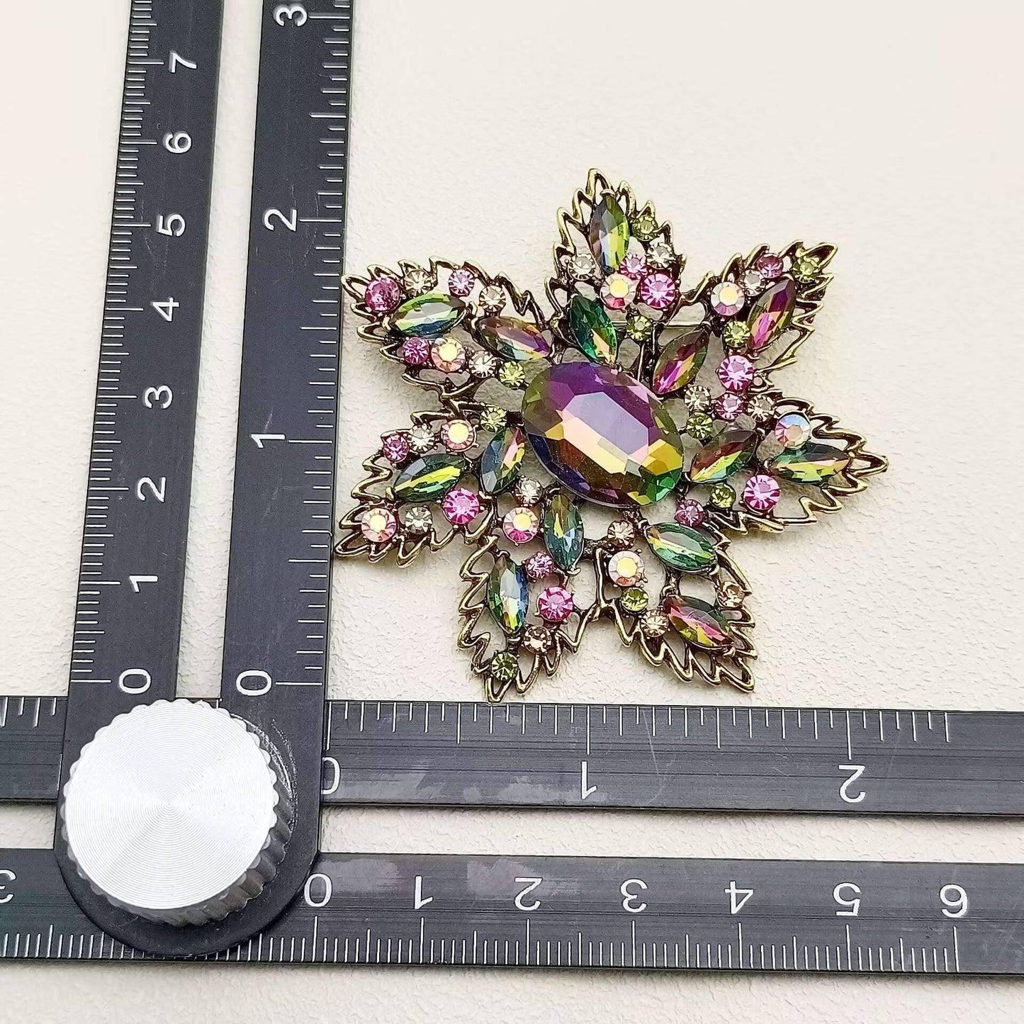 Sparkling Rhinestones & Glass Vintage Flower Brooch - The Mirrored Past