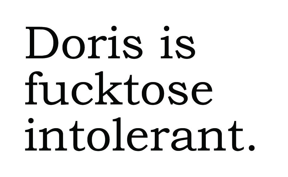 Text on a white background with a profane word.