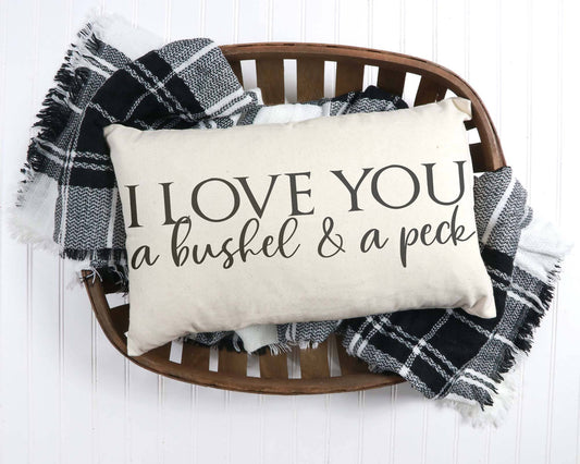 I Love You a Bushel and a Peck Pillow Cover 12x20 inch - The Mirrored Past