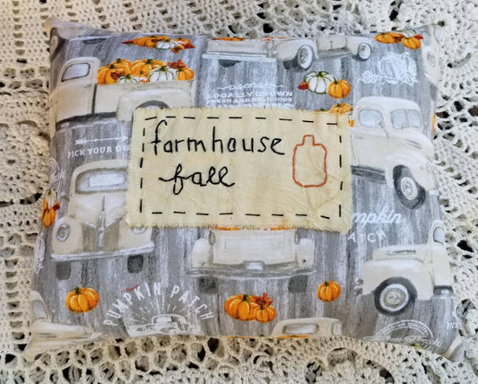 Farmhouse Fall - White Truck Small Pillow - The Mirrored Past