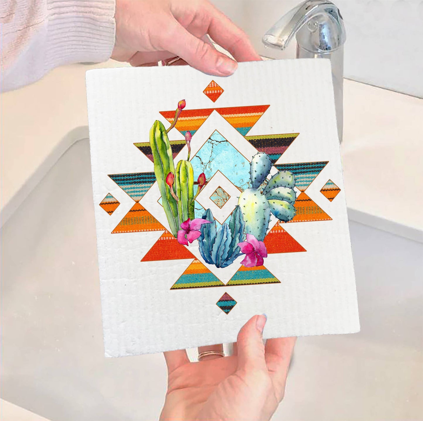 SWEDISH DISH CLOTHS | Western Aztec Cactus Southwestern - The Mirrored Past