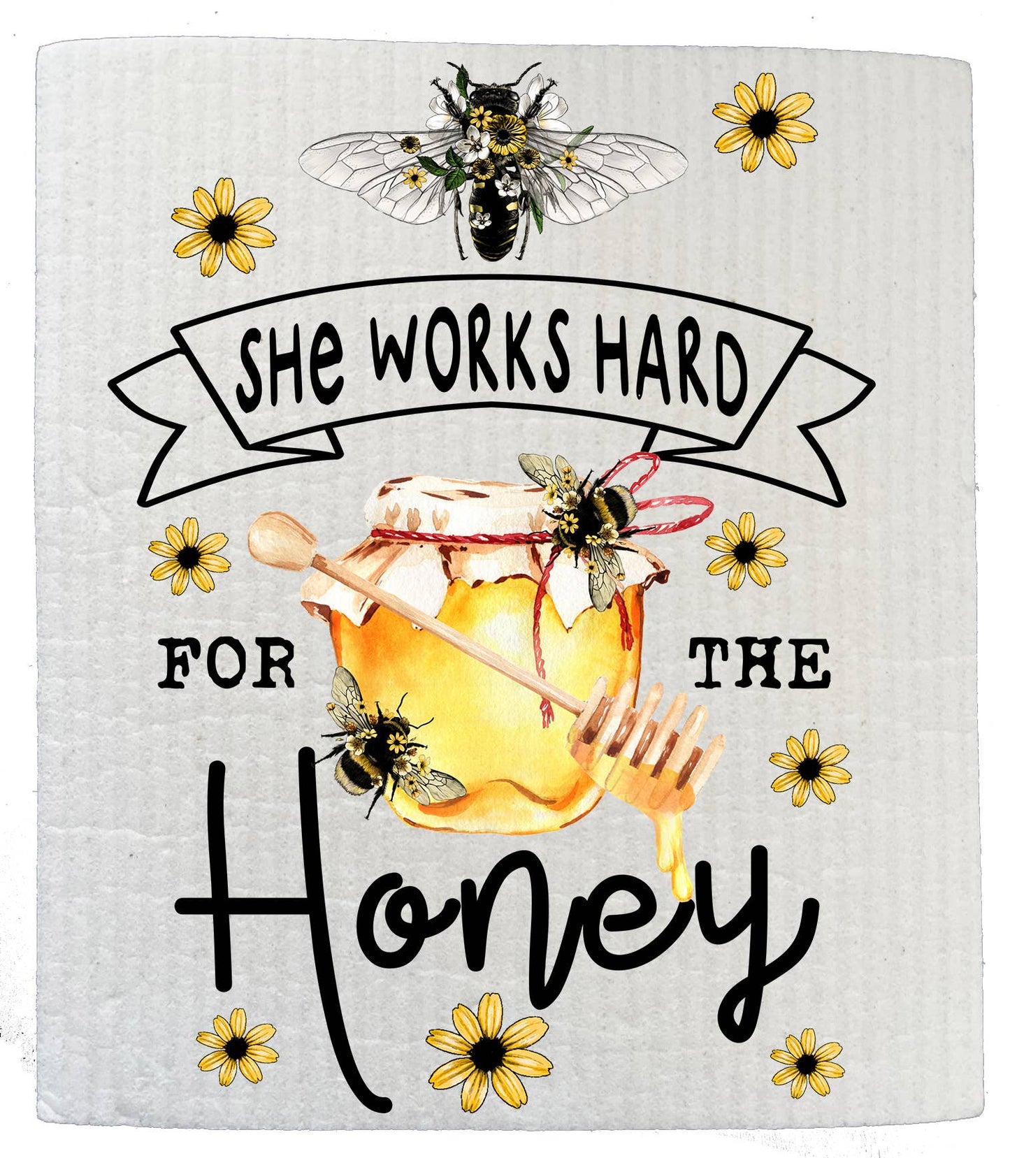 SWEDISH DISH CLOTHS | Bees She Works Hard for the Honey - The Mirrored Past