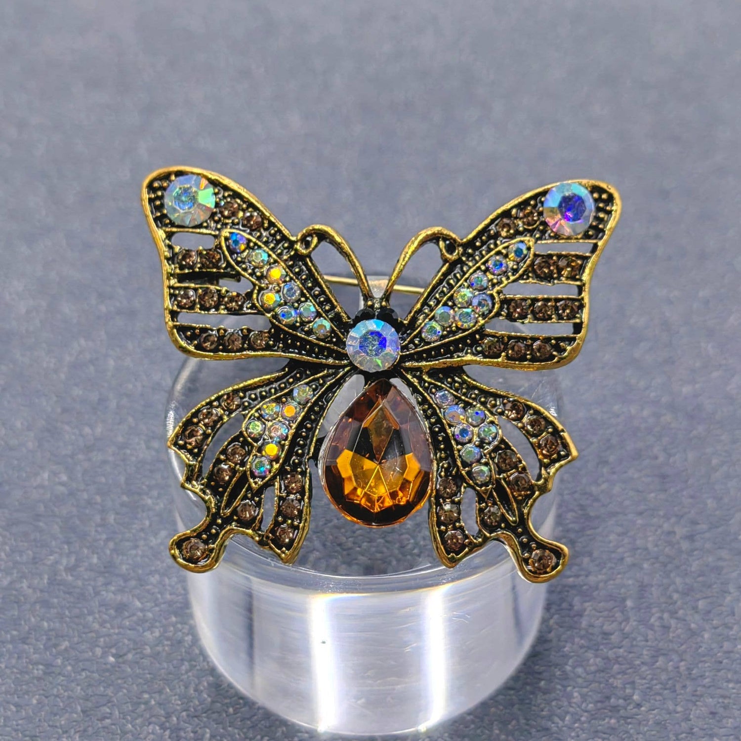 Vintage Rhinestone Butterfly Brooch - The Mirrored Past