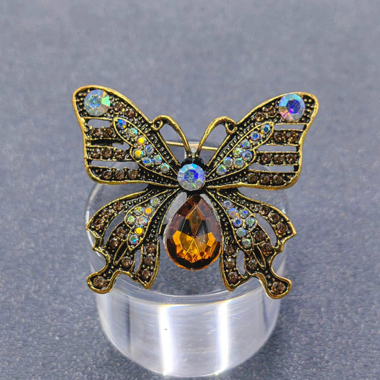 Vintage Rhinestone Butterfly Brooch - The Mirrored Past