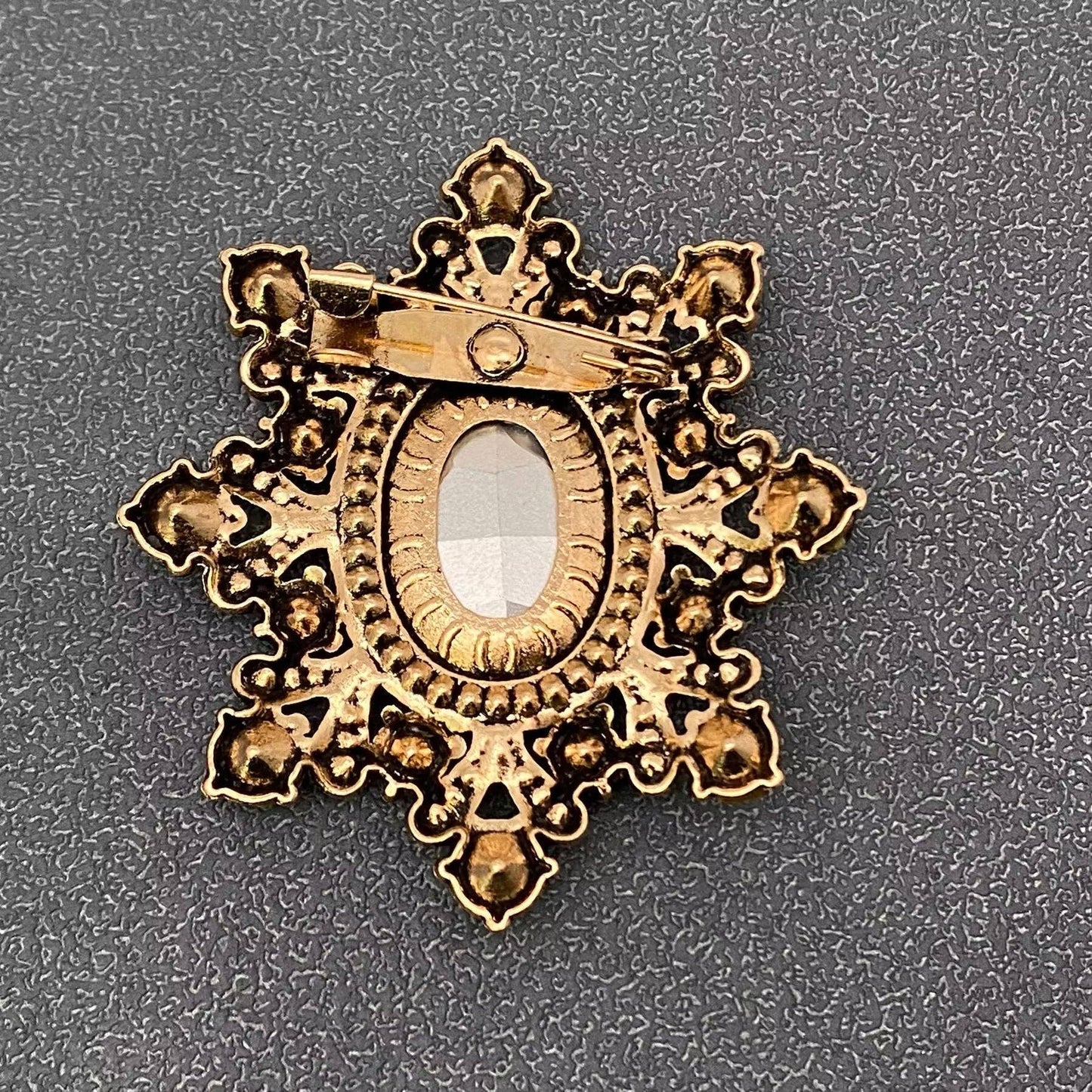 Vintage Sparkling Glass & Rhinestone Snowflake Brooch - The Mirrored Past