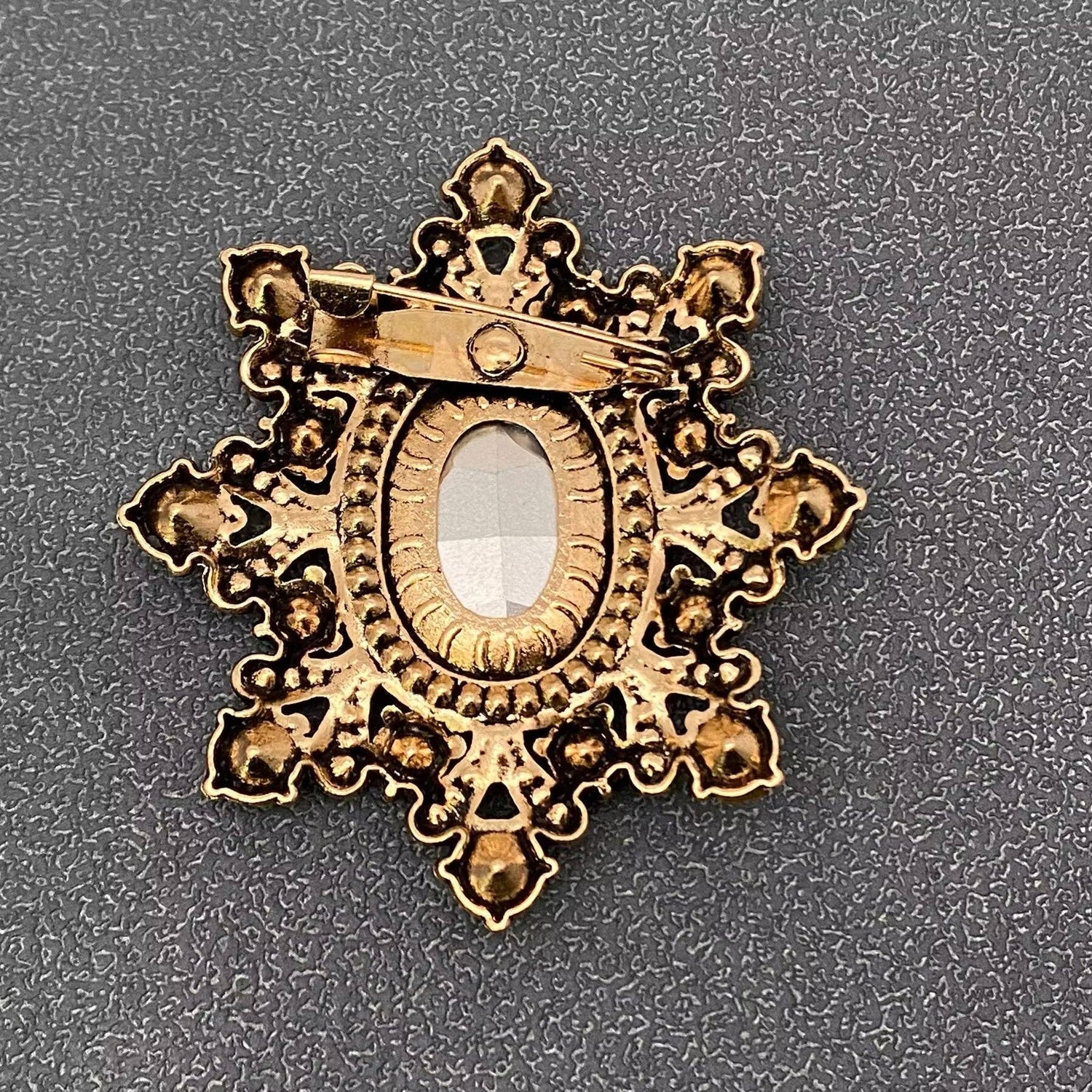 Vintage Sparkling Glass & Rhinestone Snowflake Brooch - The Mirrored Past