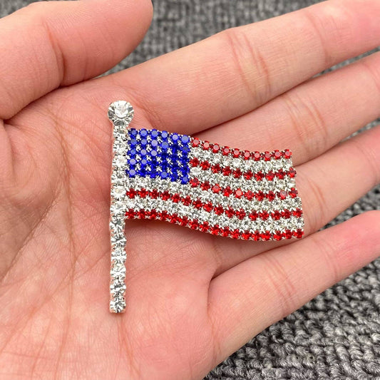 Sparkling Rhinestone American Flag Brooch - A - The Mirrored Past