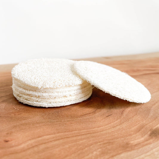 Loofah Pad: Round Facial Pad that's Biodegradable, available at The Mirrored Past.