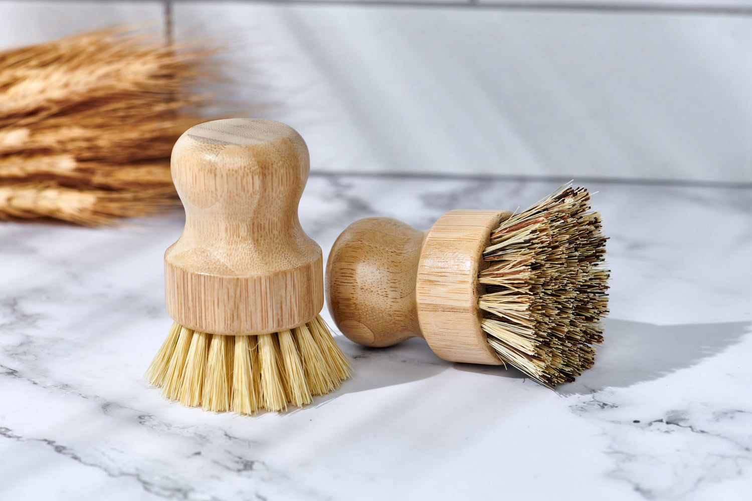 Bamboo Handle-less Dish Scrubbing Brush (Plastic Free): Firmer & Darker Colored Bristles Only - The Mirrored Past