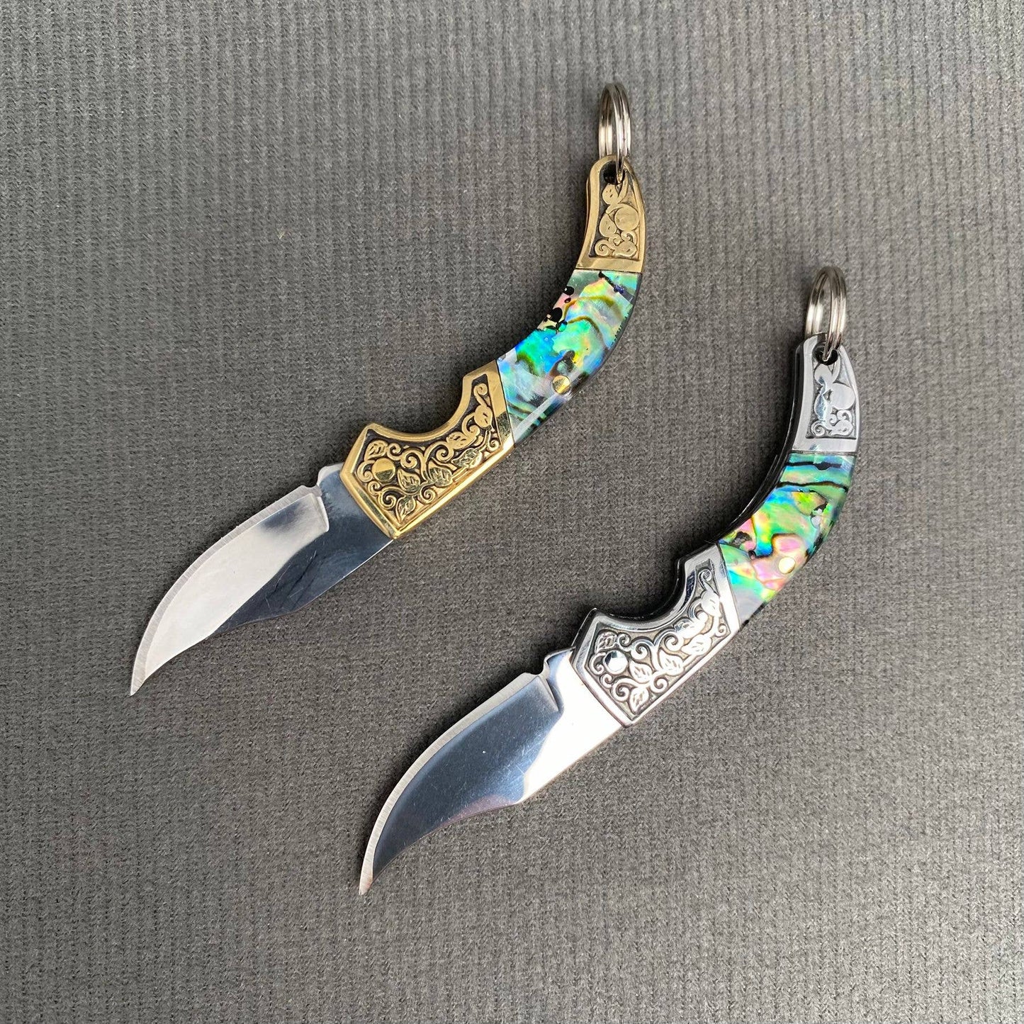 Shell Inlaid Portable Foldable Knife: Golden - The Mirrored Past