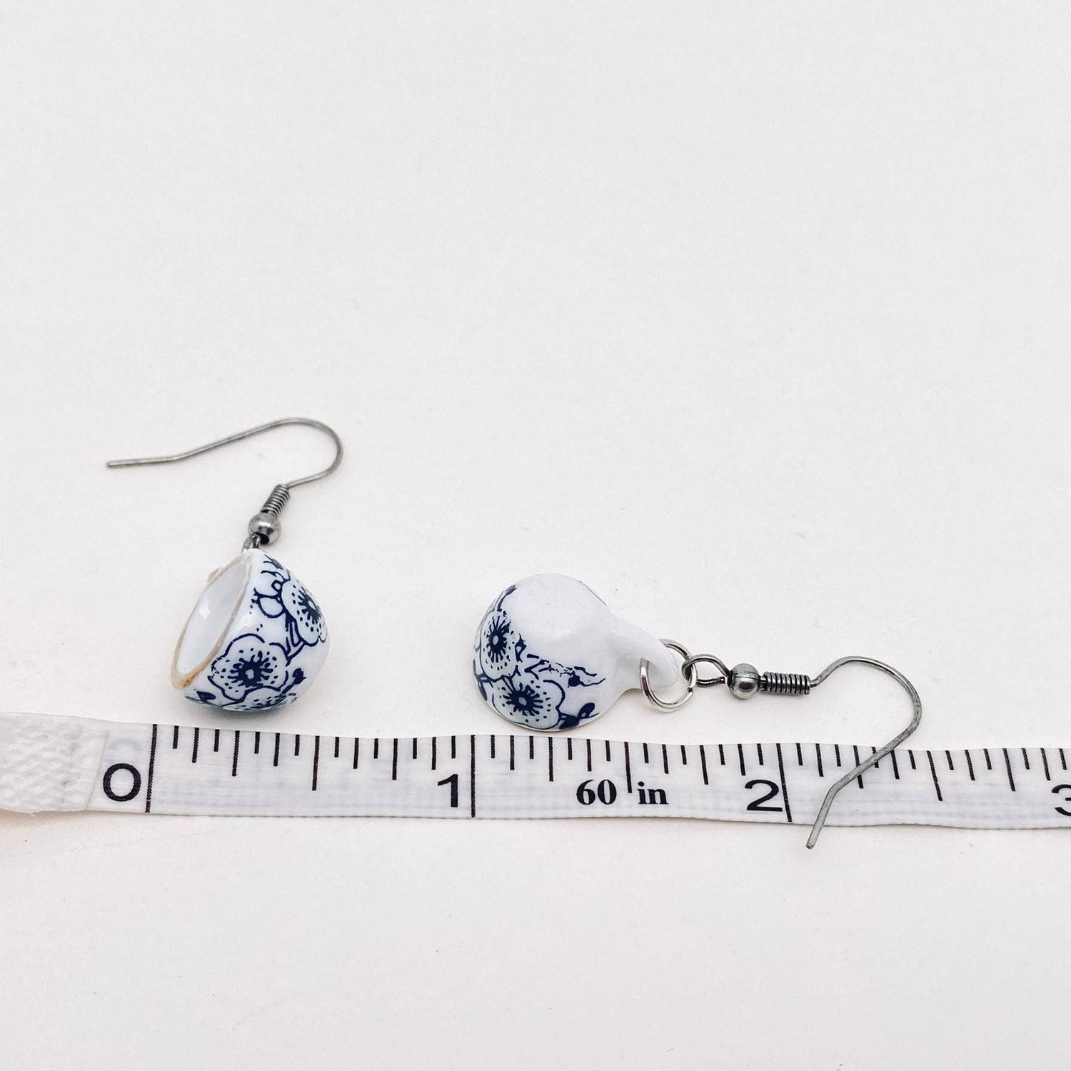 Ceramics Tea Cup Design Charm Dangle Earrings - The Mirrored Past