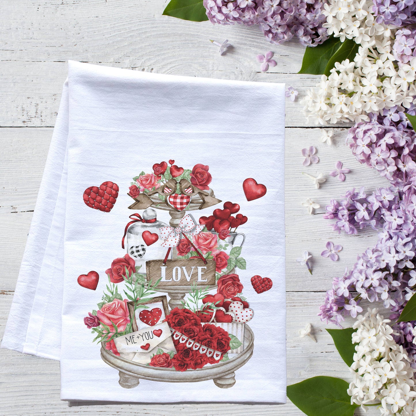 Valentine Tier Tray Flour Sack Tea Towel
