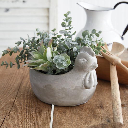 Cement Chicken Pot - The Mirrored Past