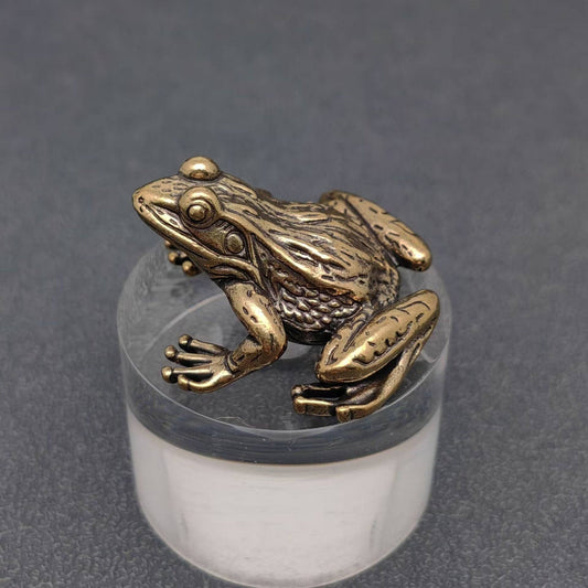 Vintage Brass Frog Desktop Ornaments Decorations - The Mirrored Past