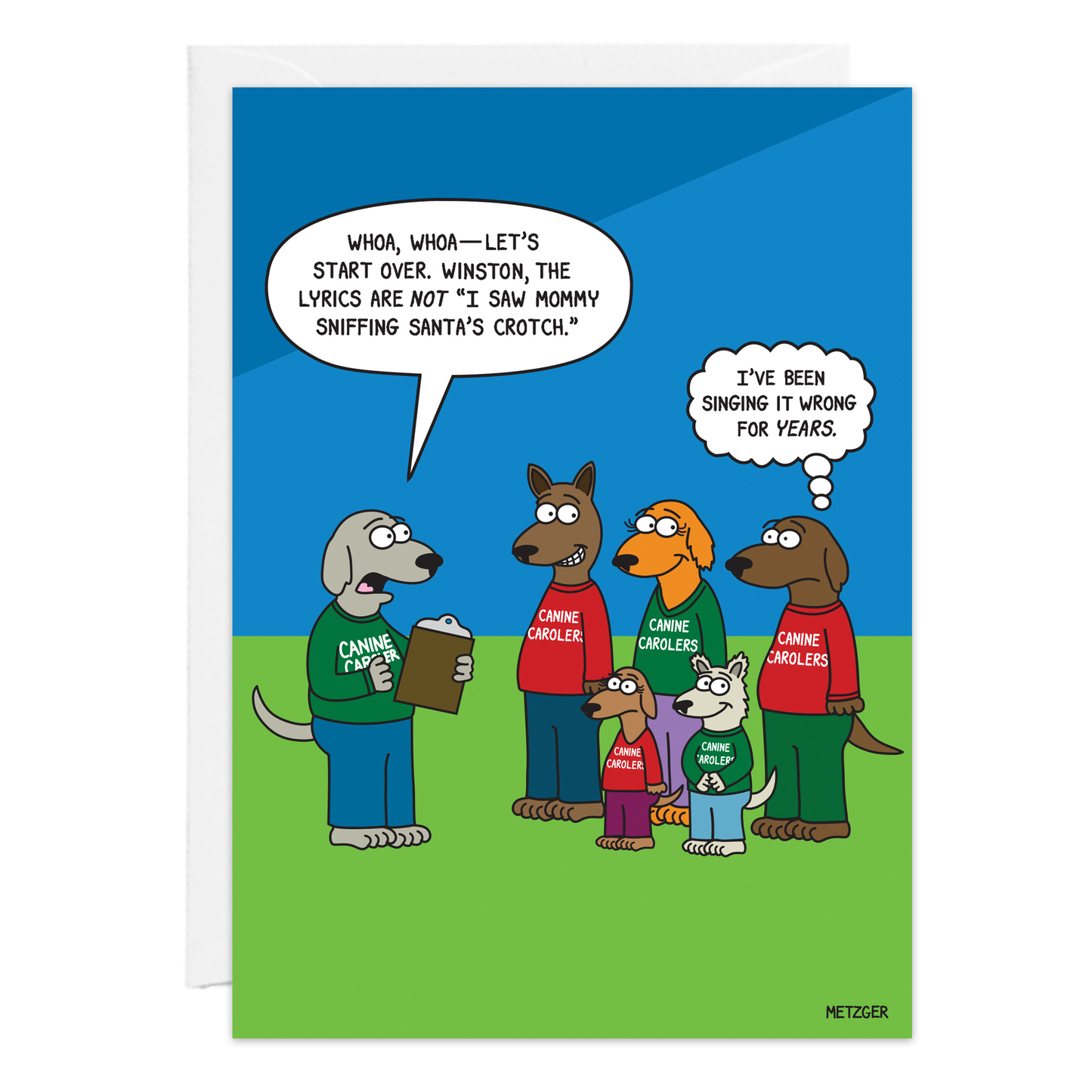 Canine Carolers Christmas Card - 9336 - The Mirrored Past