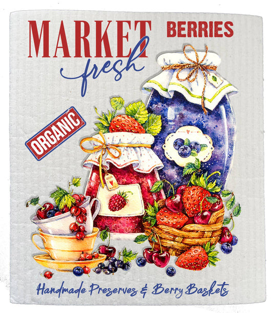 Farm Fresh Berries Preserves Kitchen SWEDISH DISH CLOTH - The Mirrored Past