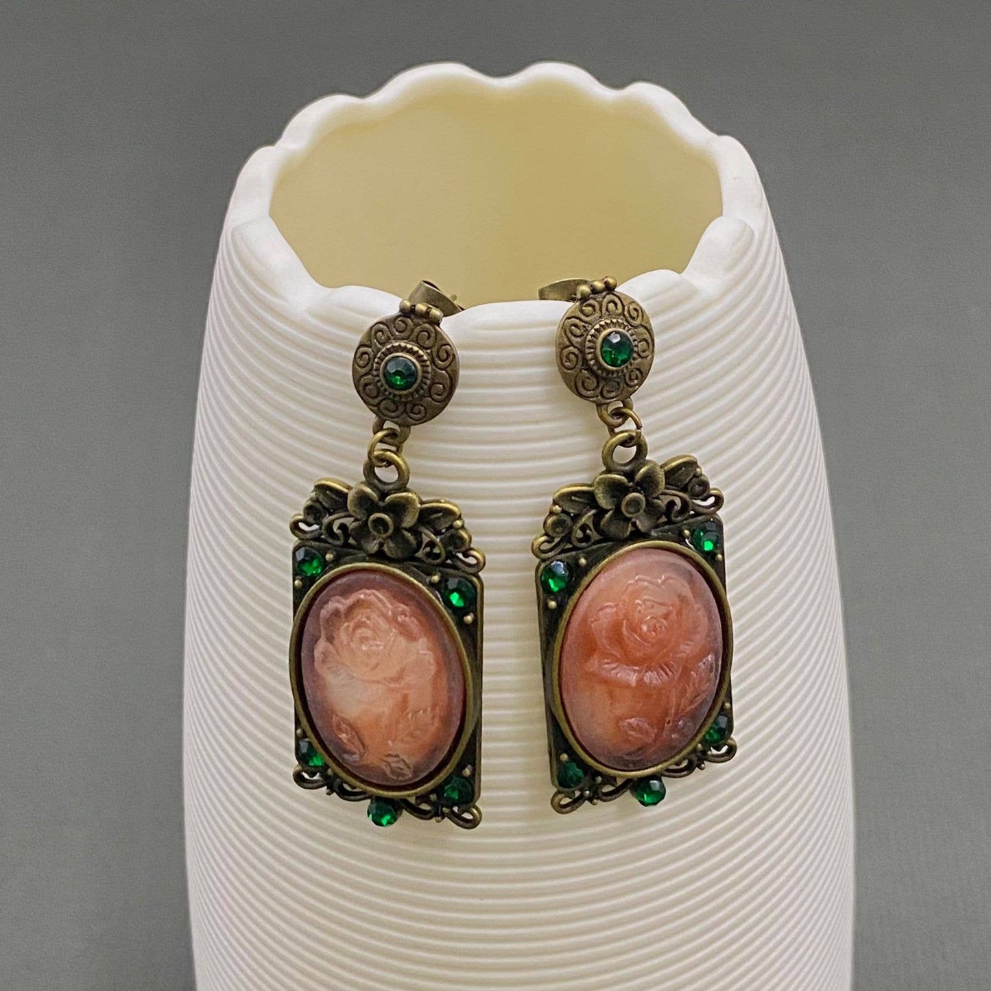 Vintage Court Style Rose Danlge Earrings - The Mirrored Past