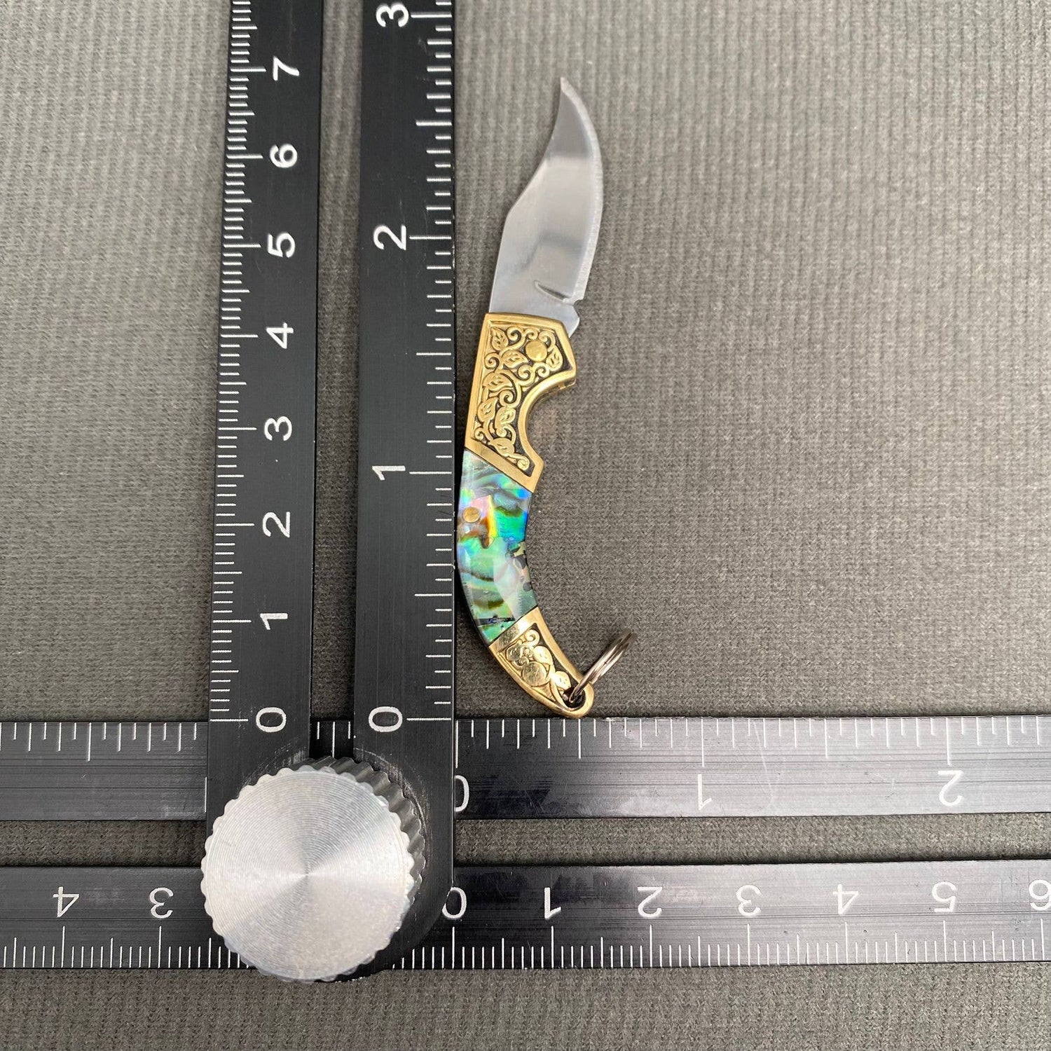 Shell Inlaid Portable Foldable Knife: Golden - The Mirrored Past