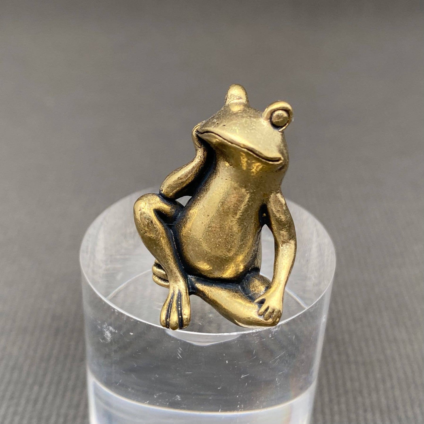 Brass Sitting Frog Crafts Desktop Ornaments Decoration - The Mirrored Past