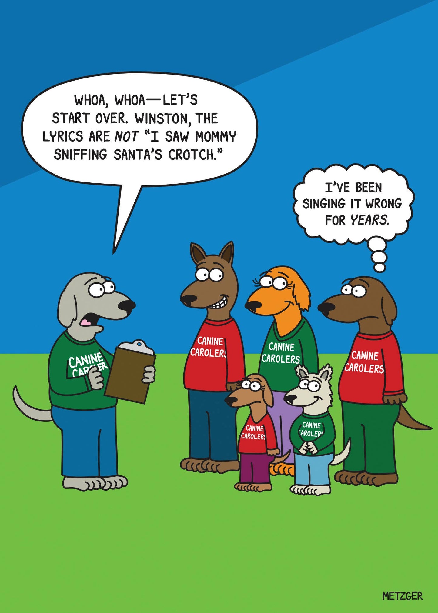 Canine Carolers Christmas Card - 9336 - The Mirrored Past