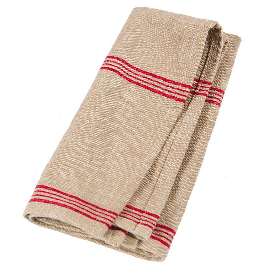Cotton Red and Beige Striped Napkin