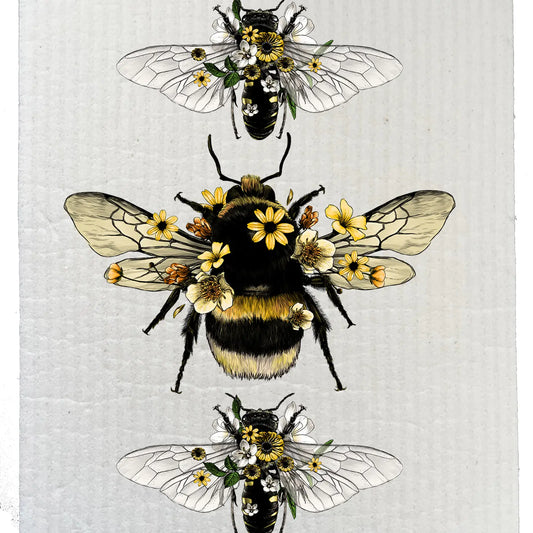 Vintage Bees Flowers Kitchen Swedish Dish Cloths