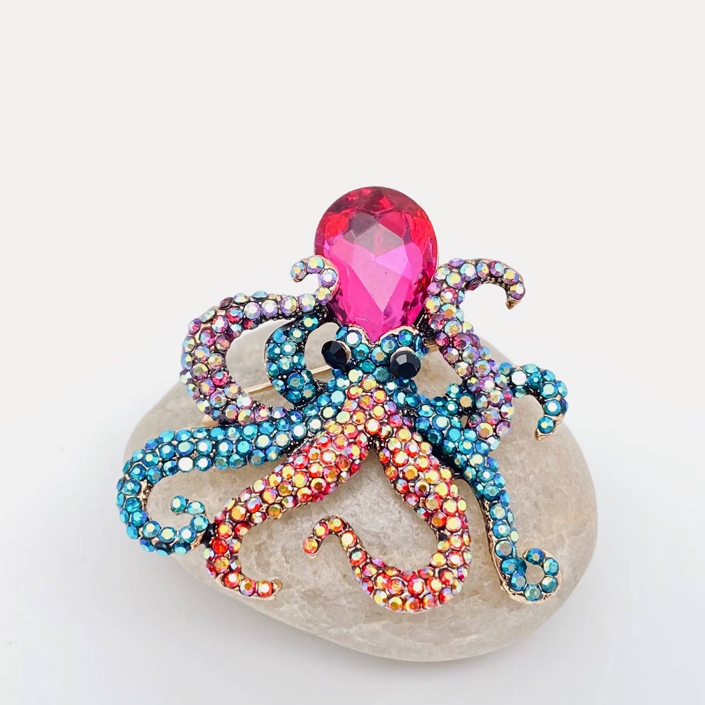 Octopus Colorful Rhinestone Brooch - The Mirrored Past