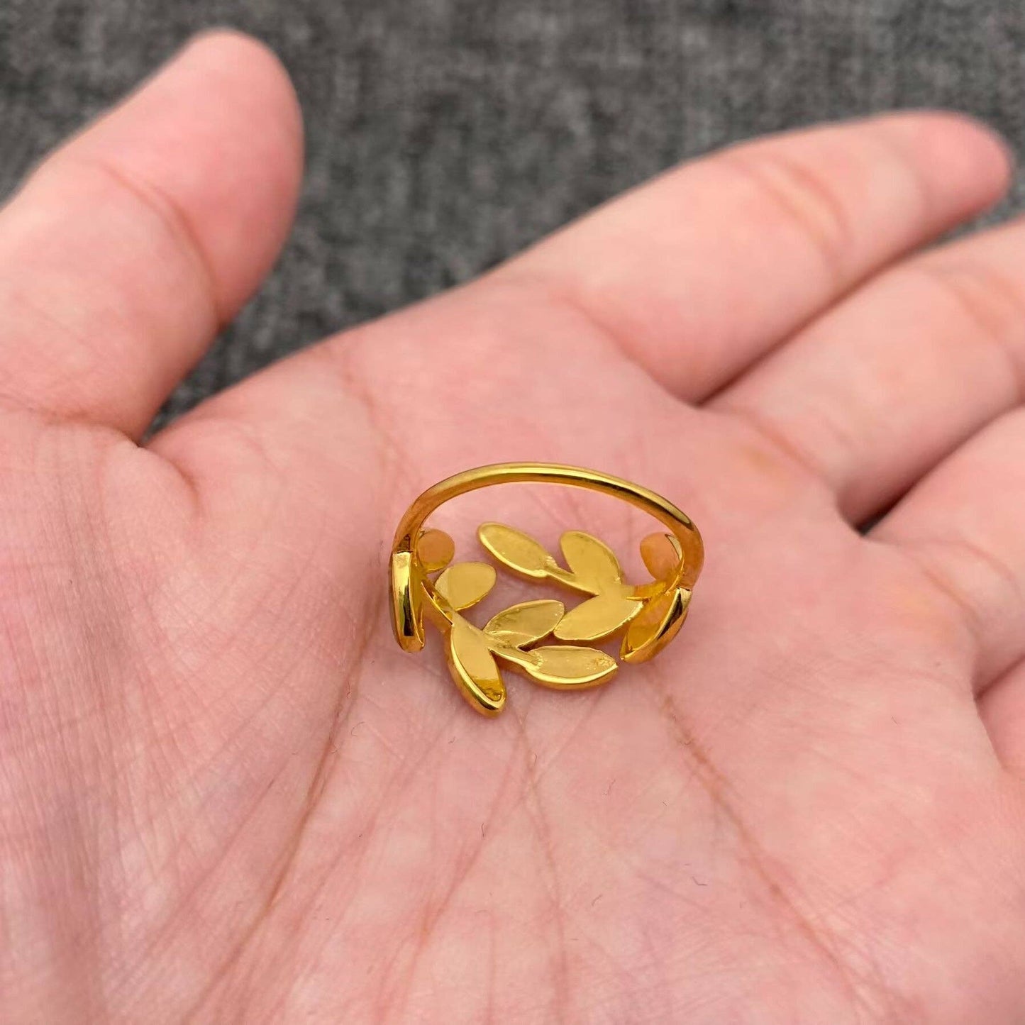 Abalone Shell Leaf Shape 18K Gold Plated S.Steel Ring - FGS - The Mirrored Past