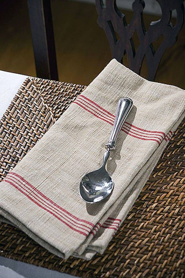 Cotton Red and Beige Striped Napkin