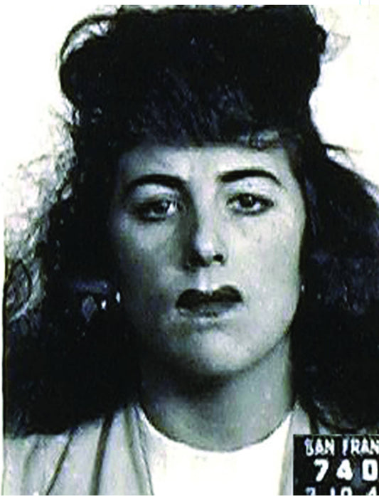 Black and white mugshot of a woman with a hat, San Francisco 740, 194