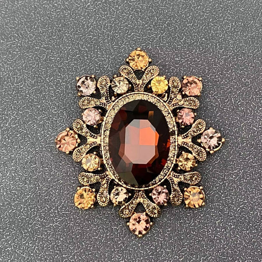 Vintage Sparkling Glass & Rhinestone Snowflake Brooch - The Mirrored Past