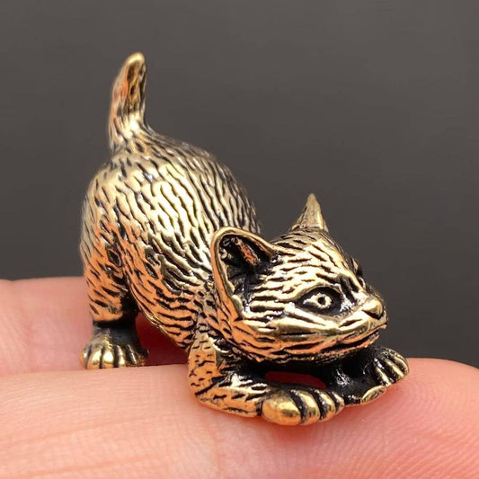 Brass Lying Kitten Crafts Decoration Desktop Ornaments - The Mirrored Past