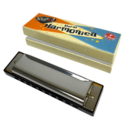 Neato! 4" Metal Harmonica - Retro Classic, vintage toys - The Mirrored Past