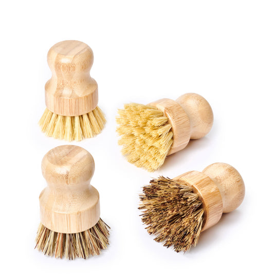 Bamboo Handle-less Dish Scrubbing Brush (Plastic Free): Firmer & Darker Colored Bristles Only - The Mirrored Past