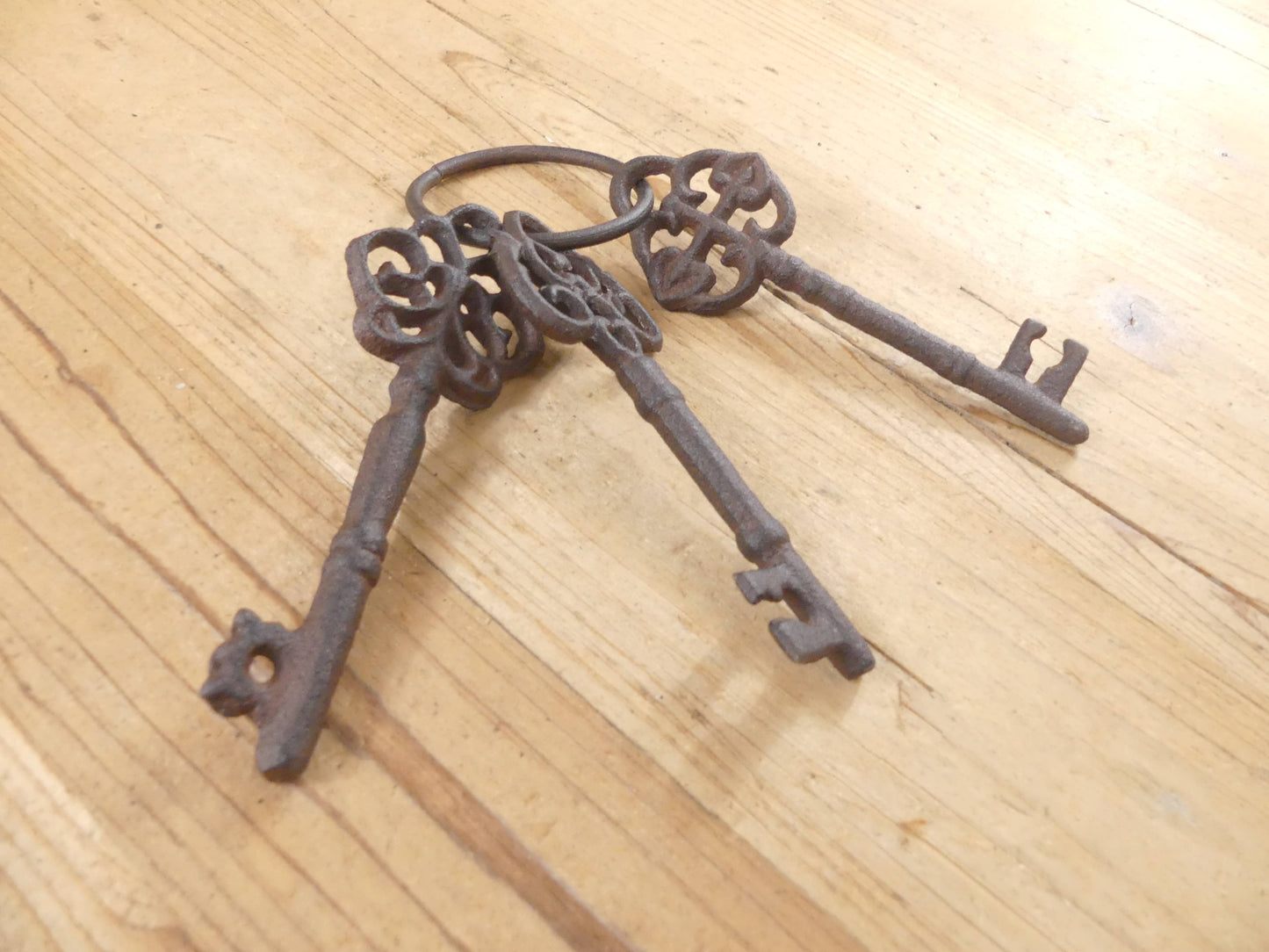 3 RUSTIC CAST IRON SKELETON JAIL KEYS - The Mirrored Past