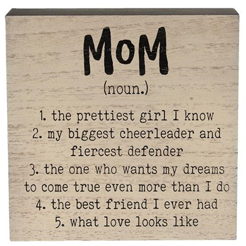 Mom Definition Box Sign