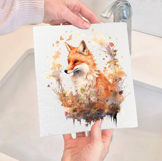 Red Fox Animal Hunting SWEDISH DISH CLOTH