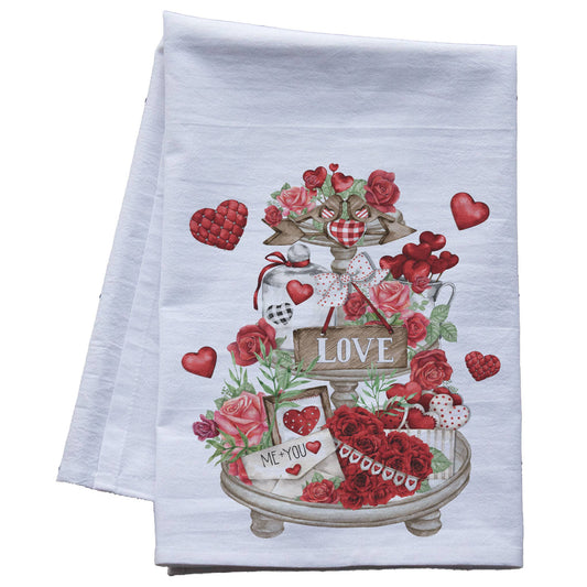 Valentine Tier Tray Flour Sack Tea Towel - The Mirrored Past