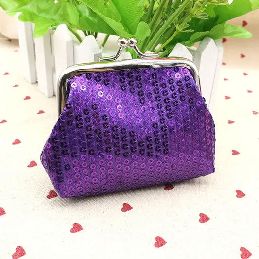 Stylish Sequin Coin Purse for Women: Lipstick & Key Storage: Purple - The Mirrored Past