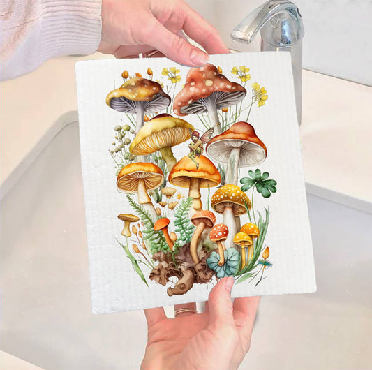 SWEDISH DISH CLOTHS | Vintage Mushrooms Botanicals Fairy - The Mirrored Past