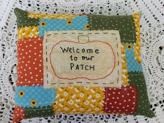 Welcome to our Patch Small pillow - The Mirrored Past