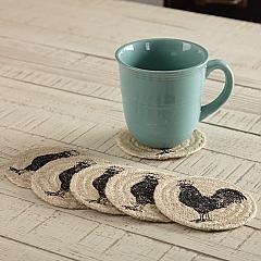 Sawyer Mill Charcoal Rooster Jute Coaster Set of 6 - The Mirrored Past
