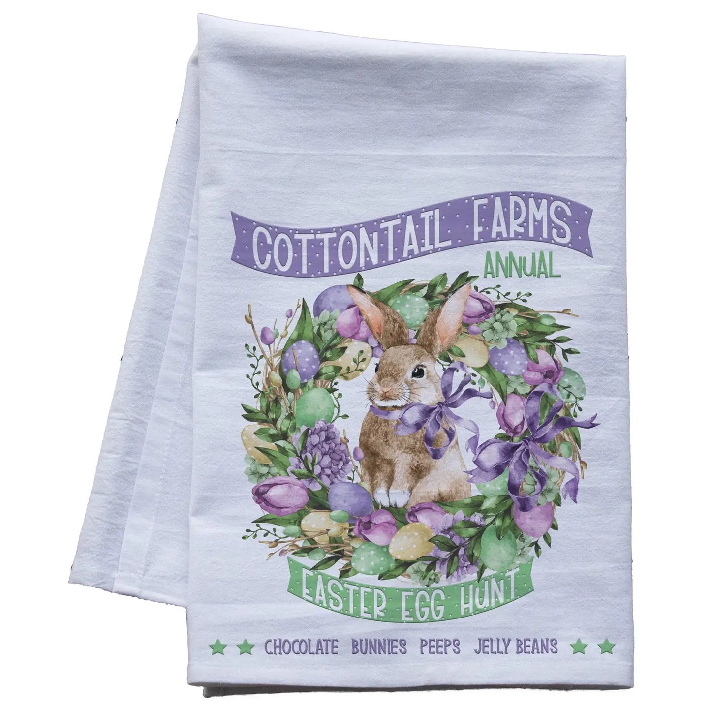 Cottontail Farm Easter Egg Hunt Flour Sack Tea Towel - The Mirrored Past